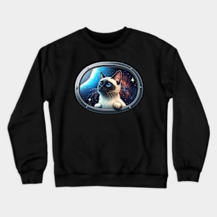 Siamese Cat in Outer Space Crewneck Sweatshirt